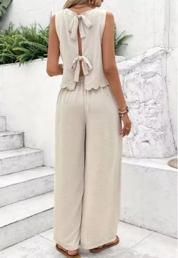 Soft Bow Co-ord Set (Sleeveless Vest + Trousers)
