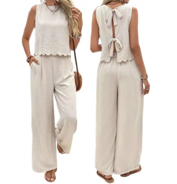 Soft Bow Co-ord Set (Sleeveless Vest + Trousers)