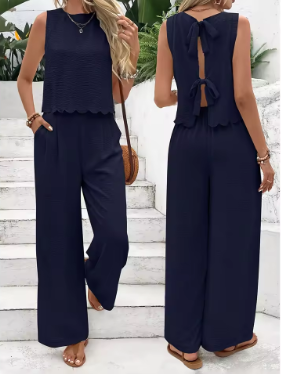 Soft Bow Co-ord Set (Sleeveless Vest + Trousers)