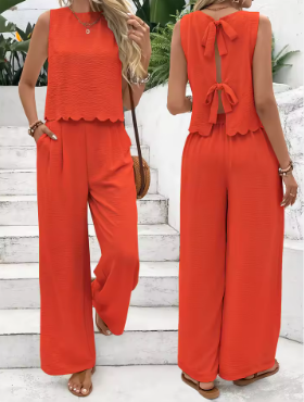 Soft Bow Co-ord Set (Sleeveless Vest + Trousers)