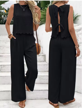 Soft Bow Co-ord Set (Sleeveless Vest + Trousers)
